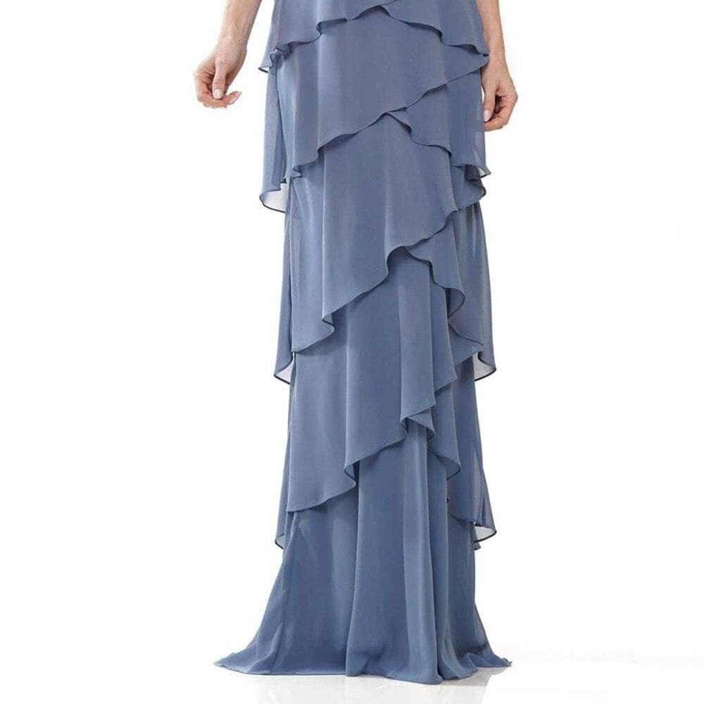 SALE NWT Marsoni by Colors MV1244 Chiffon Mother of the Bride Slate Blue Size 12 - Picture 2 of 10